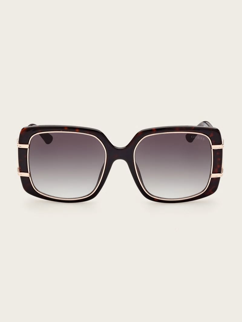 Guess Oversized Square Sunglasses - Dark Havana