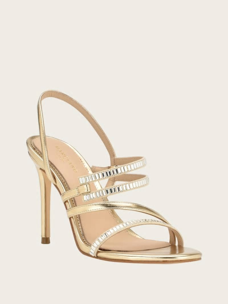 Guess Kaden Crystal Strappy Heel - Gld-1 Gold