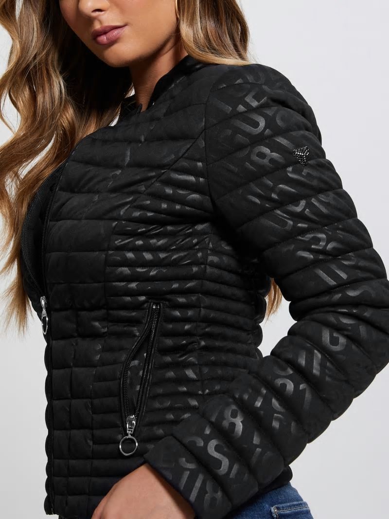 Guess Vona Quilted Logo Jacket - Black