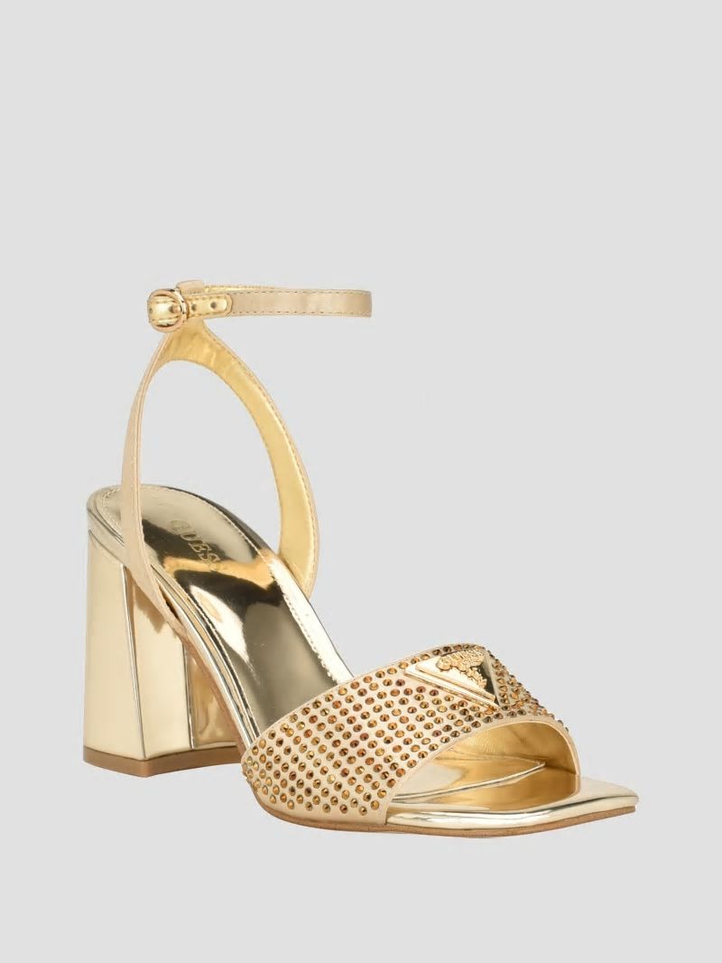 Guess Gelya Triangle Blocked Heels - Gold