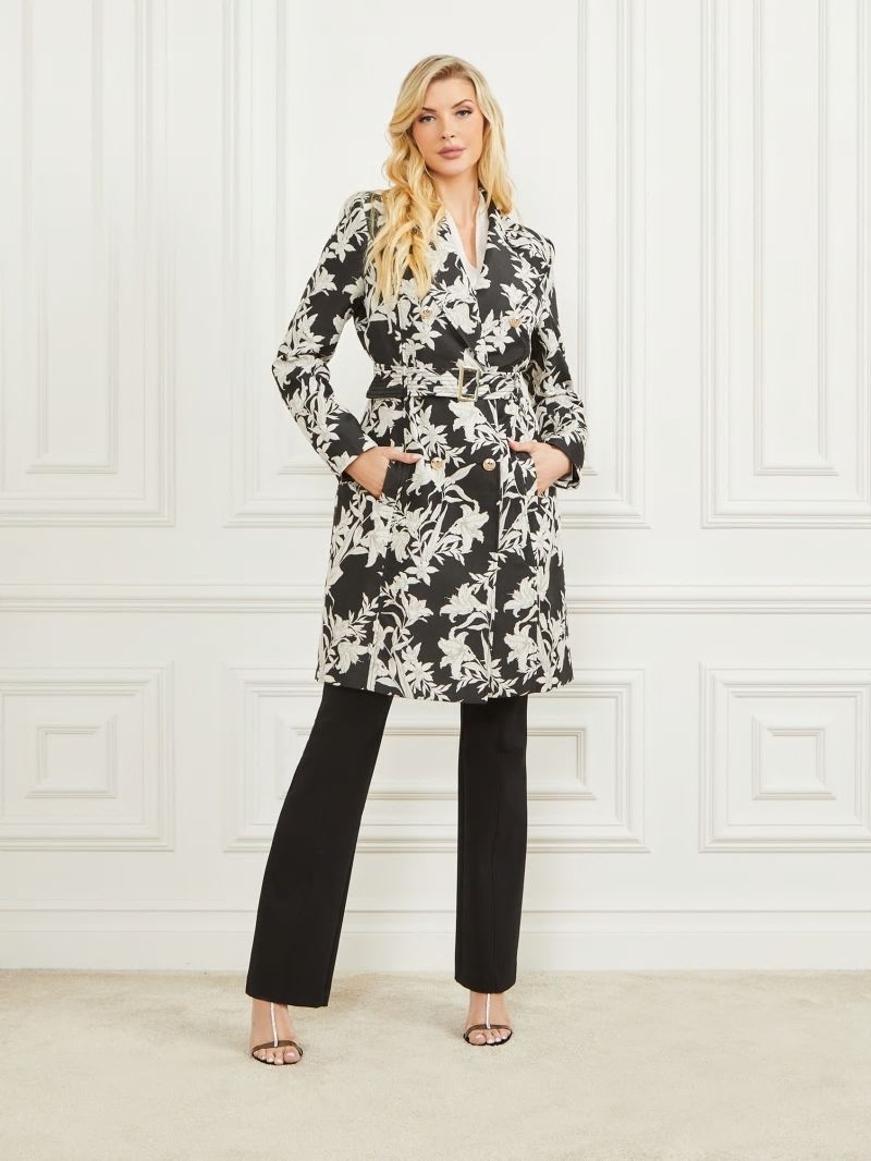 Guess Sunburst Trench Coat - Sunburst Black Print