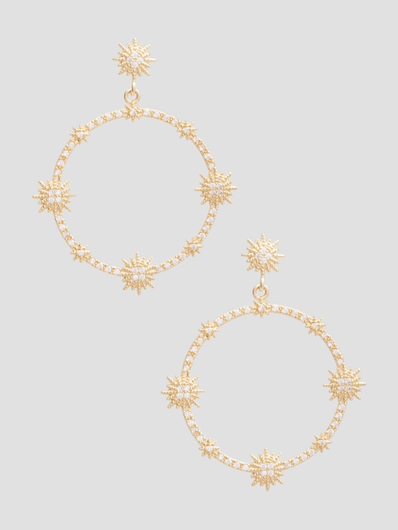 Guess Starburst Statement Hoop Earrings - Gold