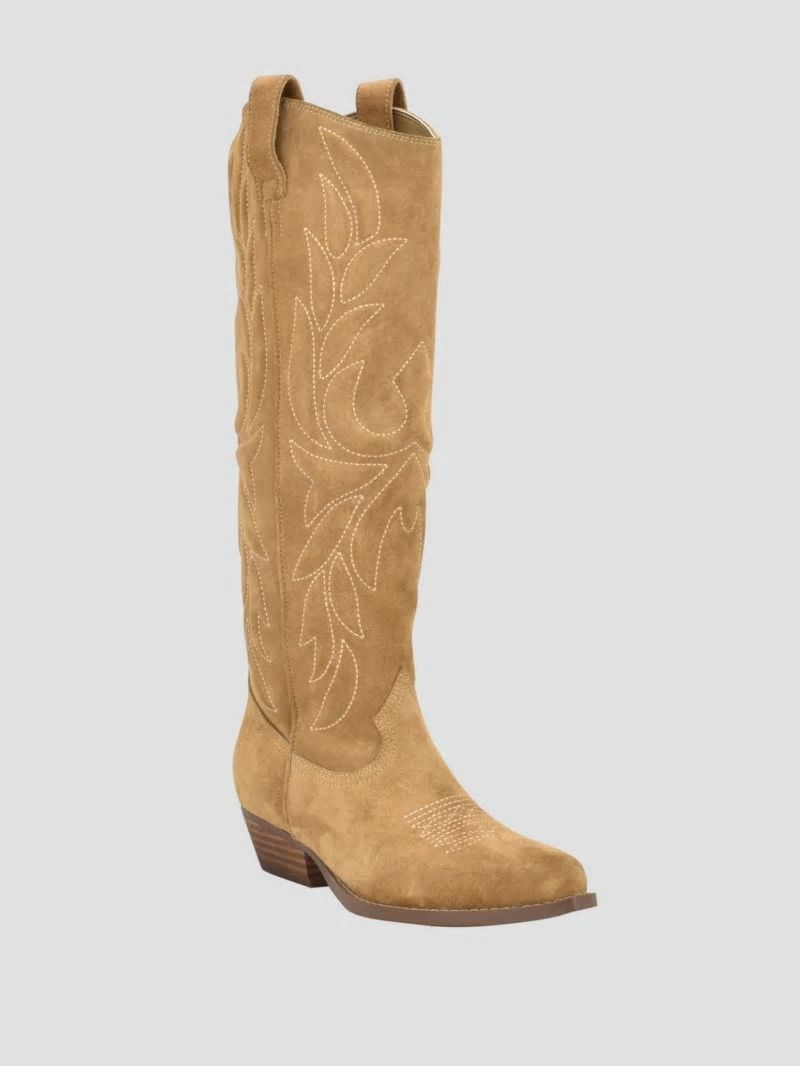 Guess Ginnifer Knee High Cowboy Boots - Medium Brown