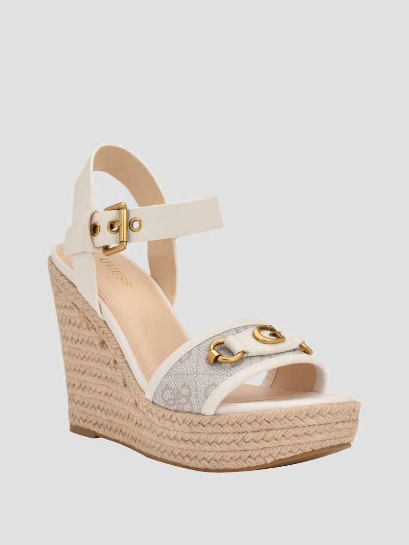 Guess Hisley Wedge Sandals - Ivory 150