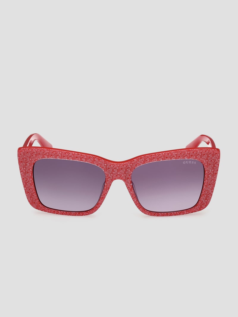 Guess Square Logo Print Plastic Sunglasses - Red