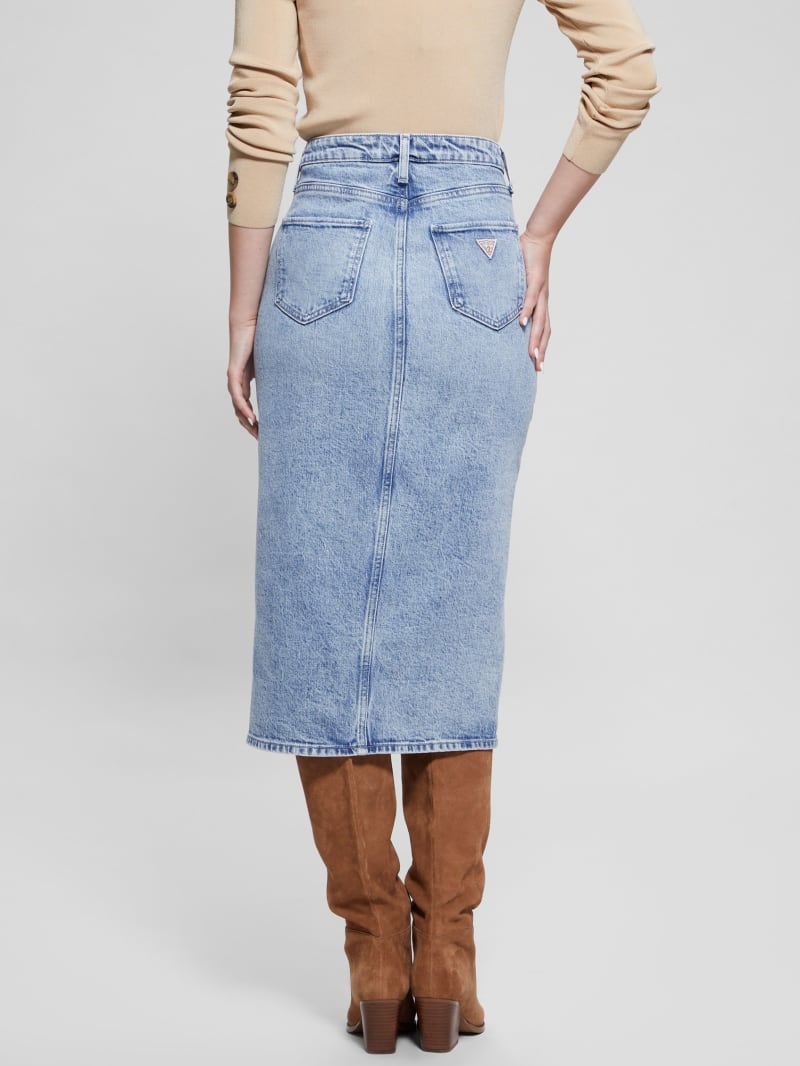 Guess Mila Denim Midi Skirt - Shallow