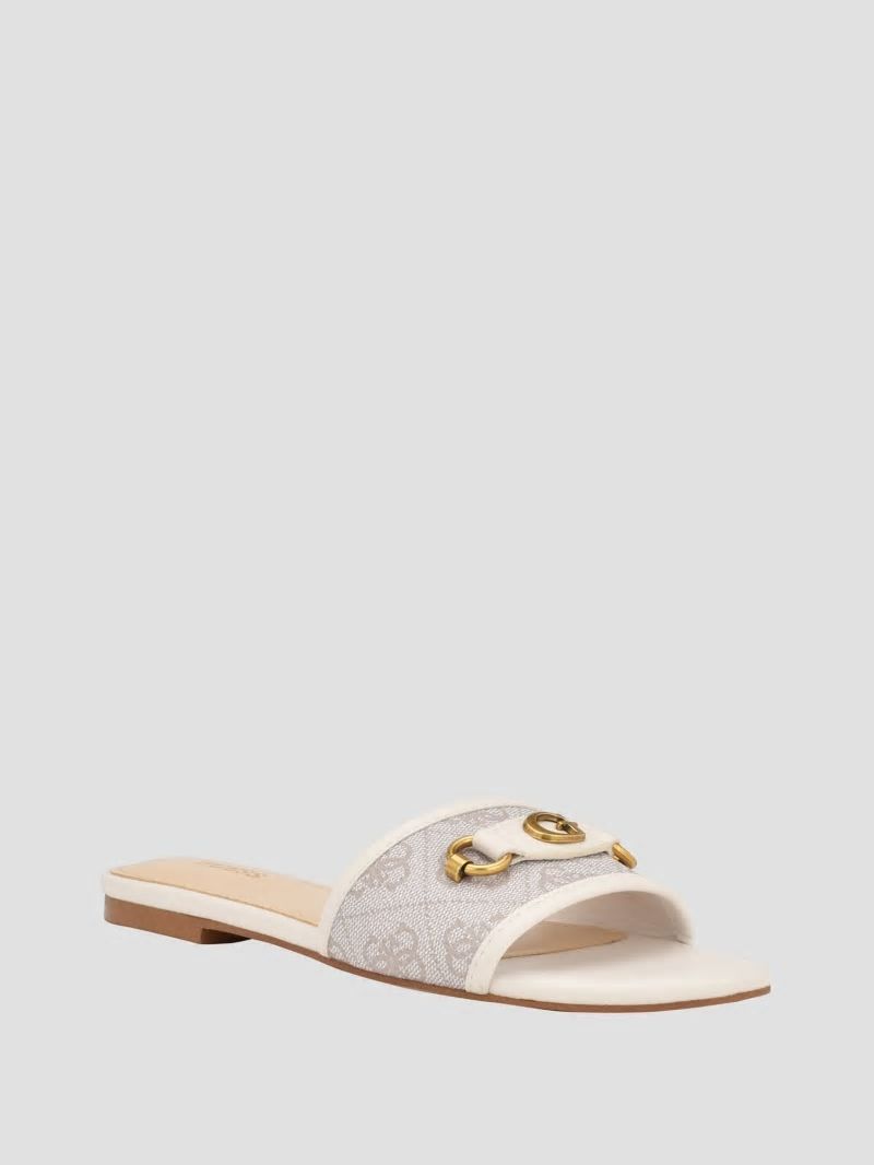 Guess Hammi Logo Slide Sandals - Ivory 150