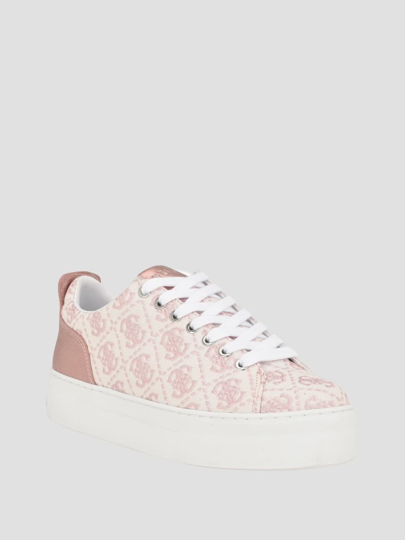 Guess Giaa Logo Print Low-Top Sneakers - Medium Pink Logo