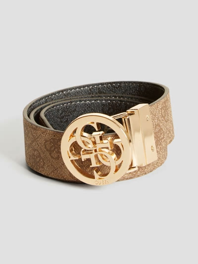 Guess Lana Reversible Quattro G Logo Buckle Belt - Brown/Black