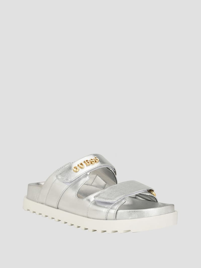 Guess Fabulon Two-Strap Slides - Silver 040