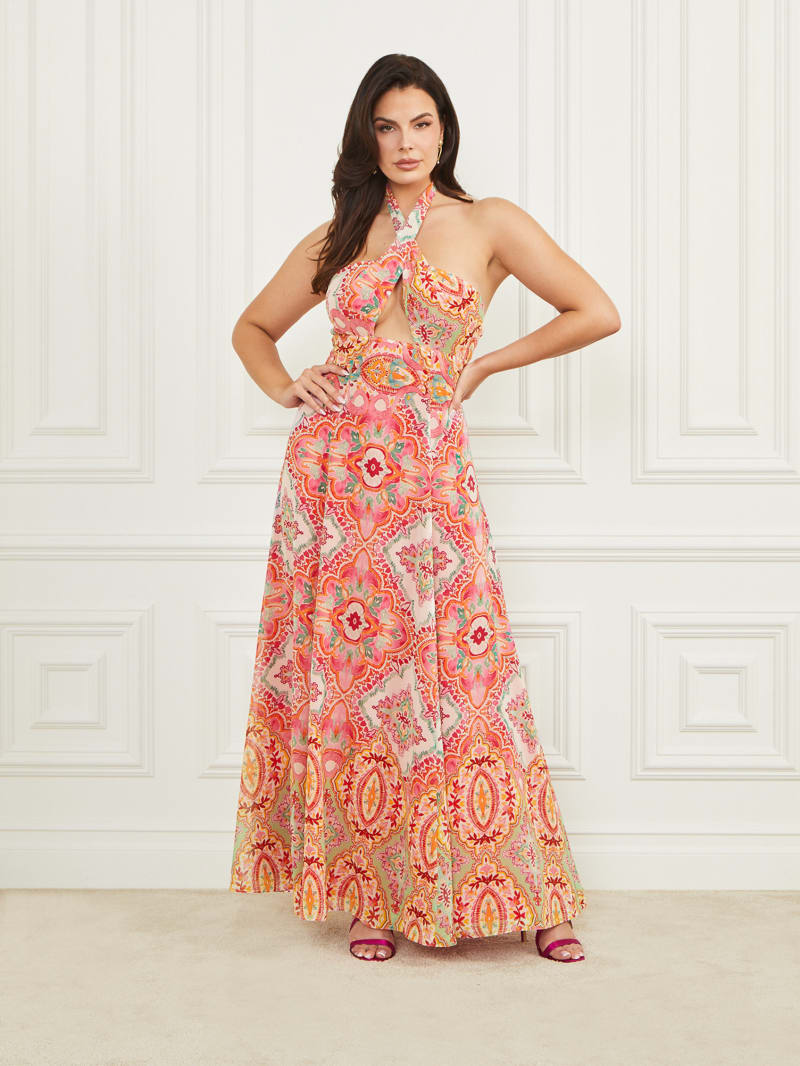 Guess Normani Halter Maxi Dress - Talitha Tile Print