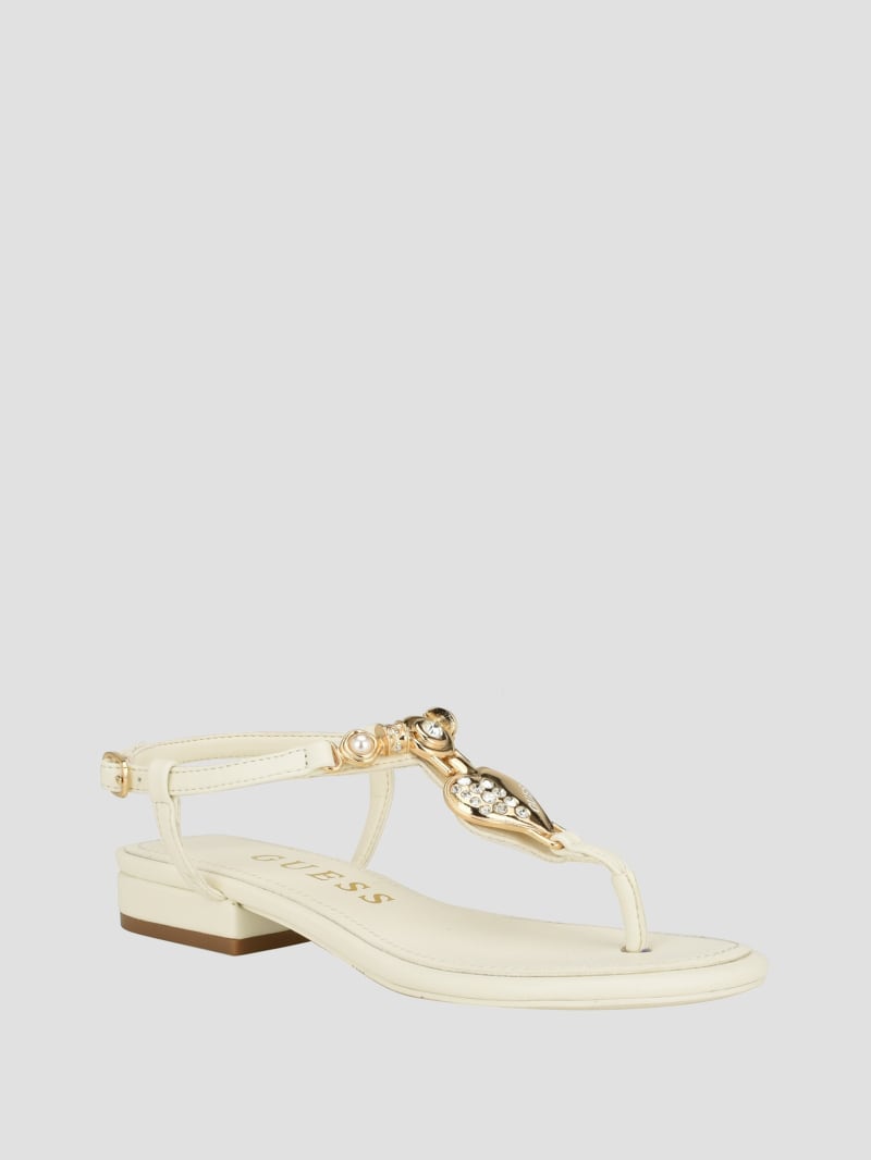 Guess Jiarella T-Strap Signature Sandal - Ivory 150