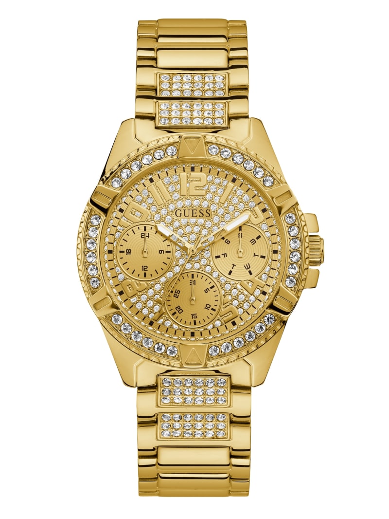 Guess Rhinestone Gold-Tone Multifunction Watch - Gold