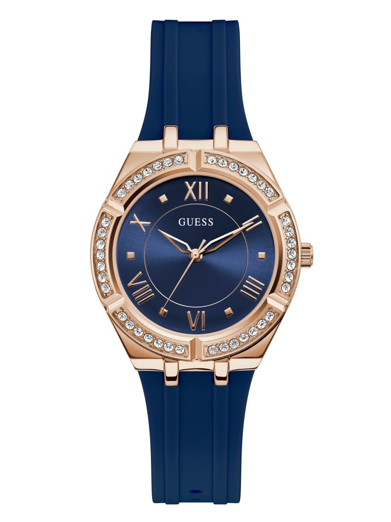 Guess Blue Silicone Analog Watch - Rose Gold