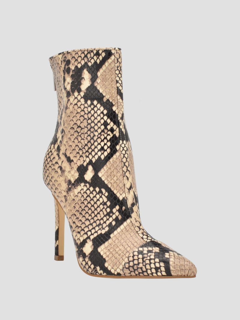 Guess Simone Zip-Up Heel Booties - Medium Natural 101