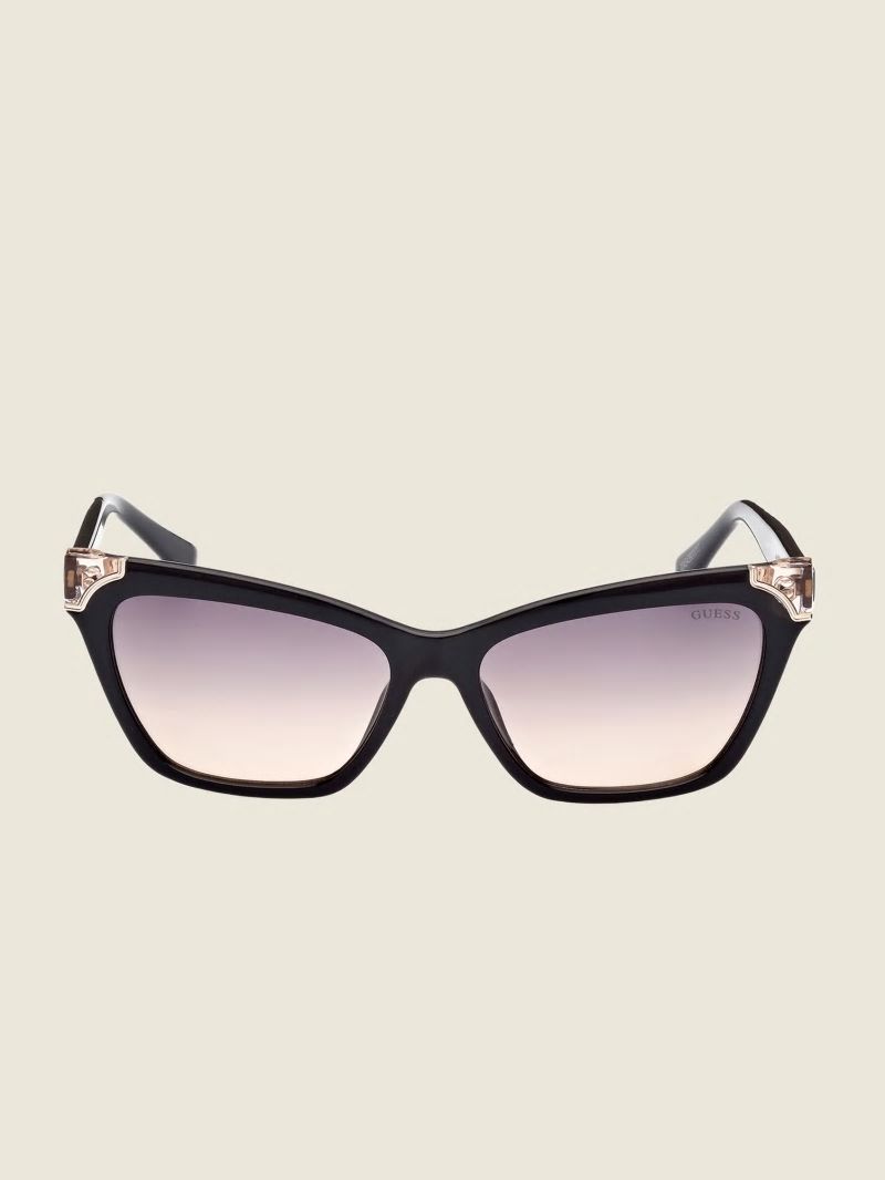 Guess Tortoise Plastic Square Sunglasses - Silver