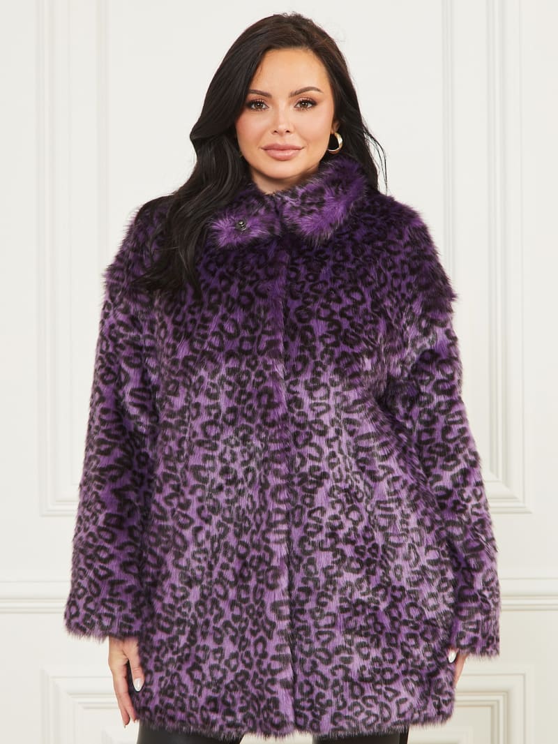 Guess Larissa Faux-Fur Coat - Satellite Purple & Black