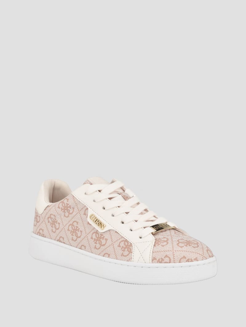 Guess Renzy Debossed Logo Low-Top Sneakers - Dark Natural