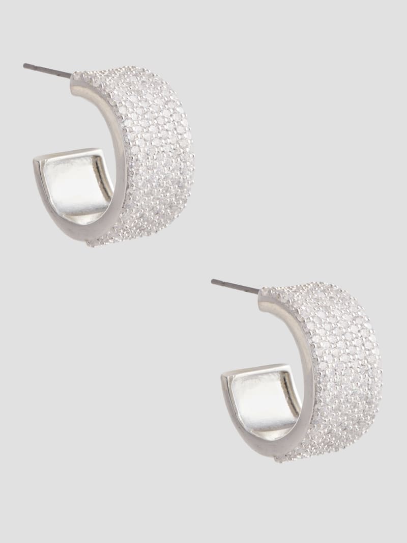 Guess Silver-Tone CZ Hoop Earrings - Silver