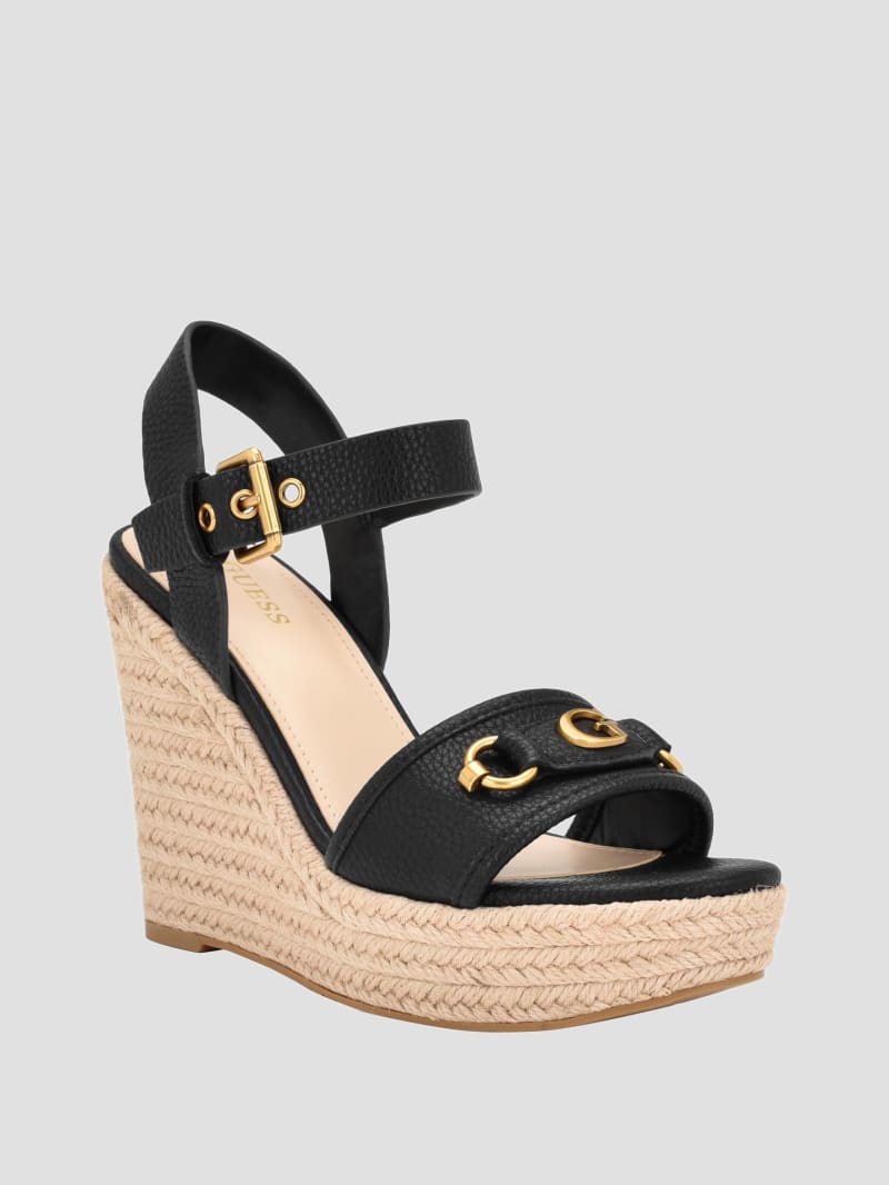 Guess Hisley Wedge Sandals - Black 002