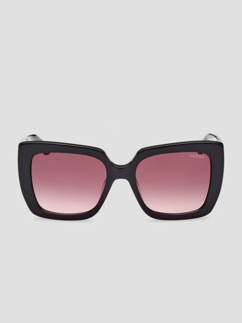 Guess Square Logo Print Plastic Sunglasses - Black