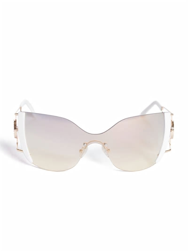 Guess Mirrored Rimless Cateye Sunglasses - White