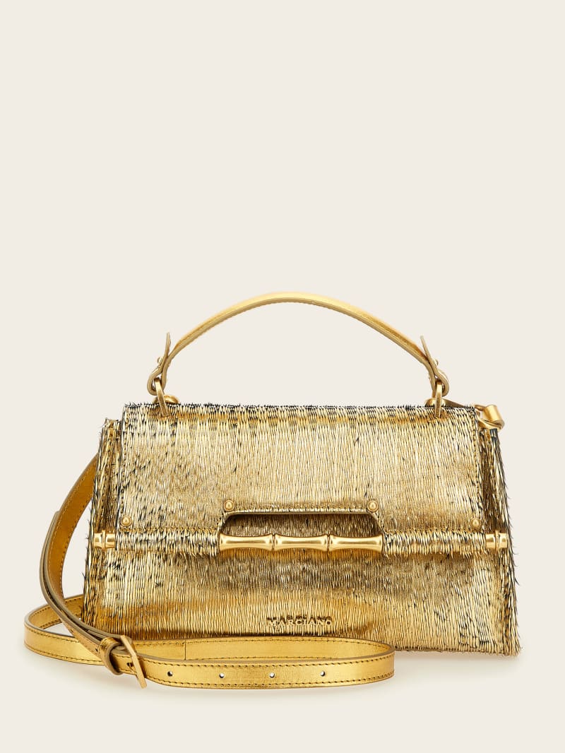 Guess Alia Textured Satchel - Silver/Gold