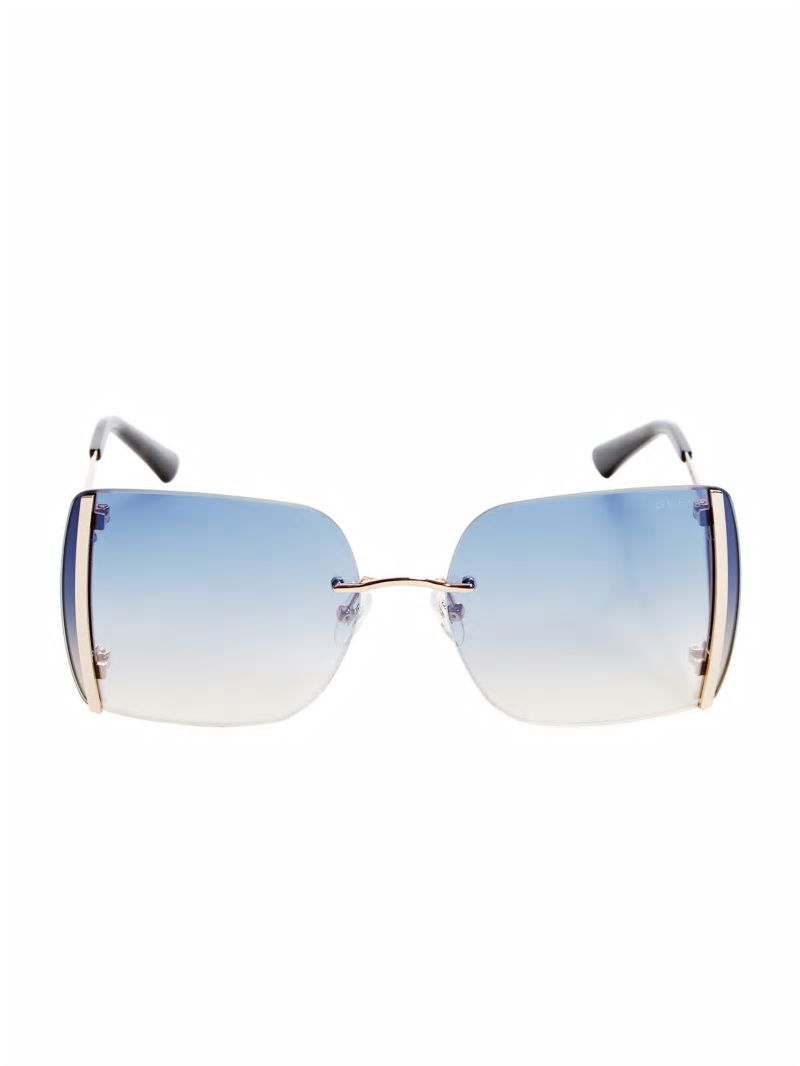 Guess Gold Rimless Square Sunglasses - Gold