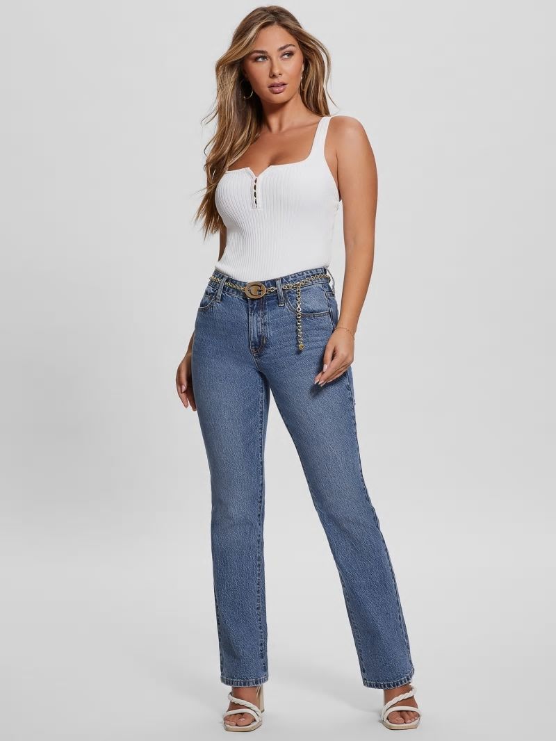 Guess Chain G-Belt Sexy Straight Jeans - Lunar Blue Wash