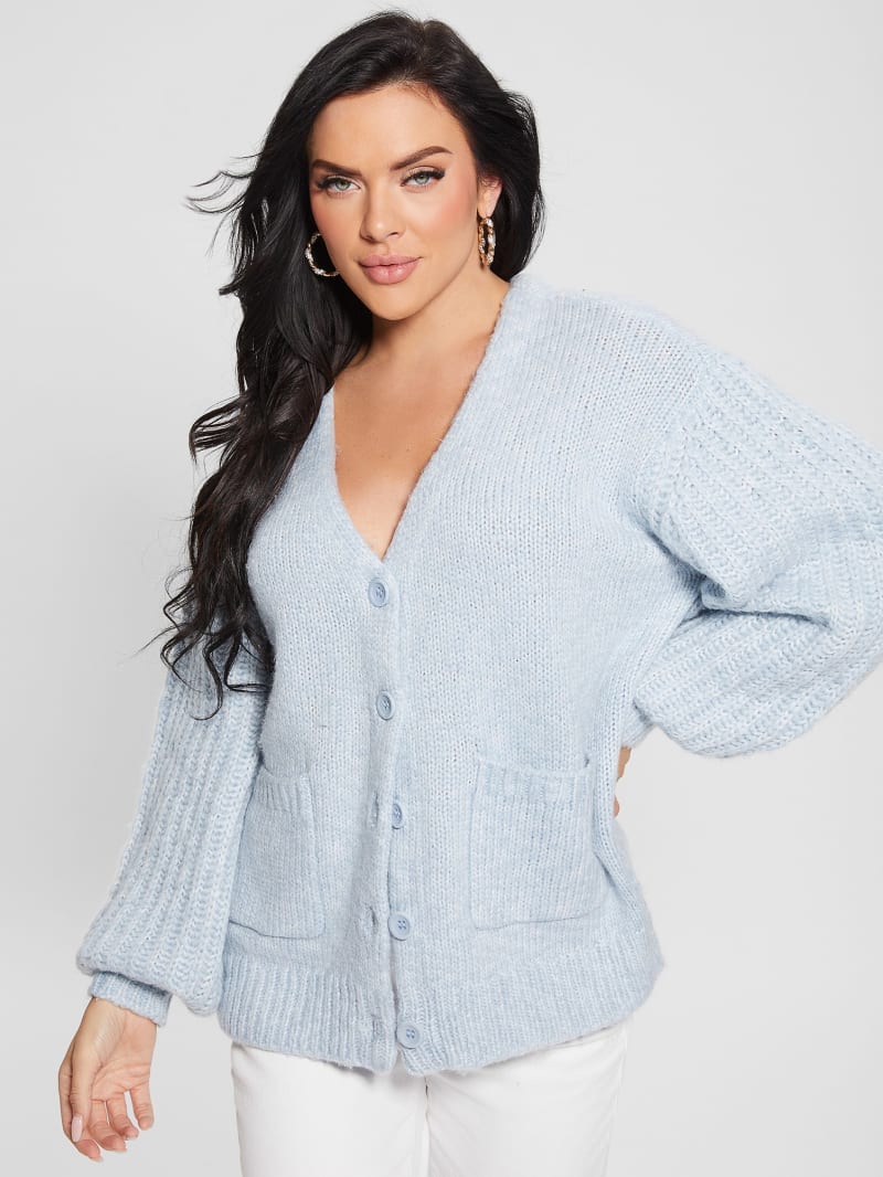 Guess Eco Hiro Knit Cardigan Sweater - Higher Cloud Multi