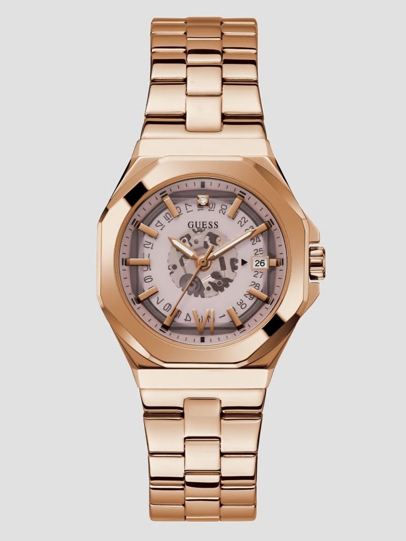 Guess Rose Gold-Tone Diamond Analog Watch - Rose Gold