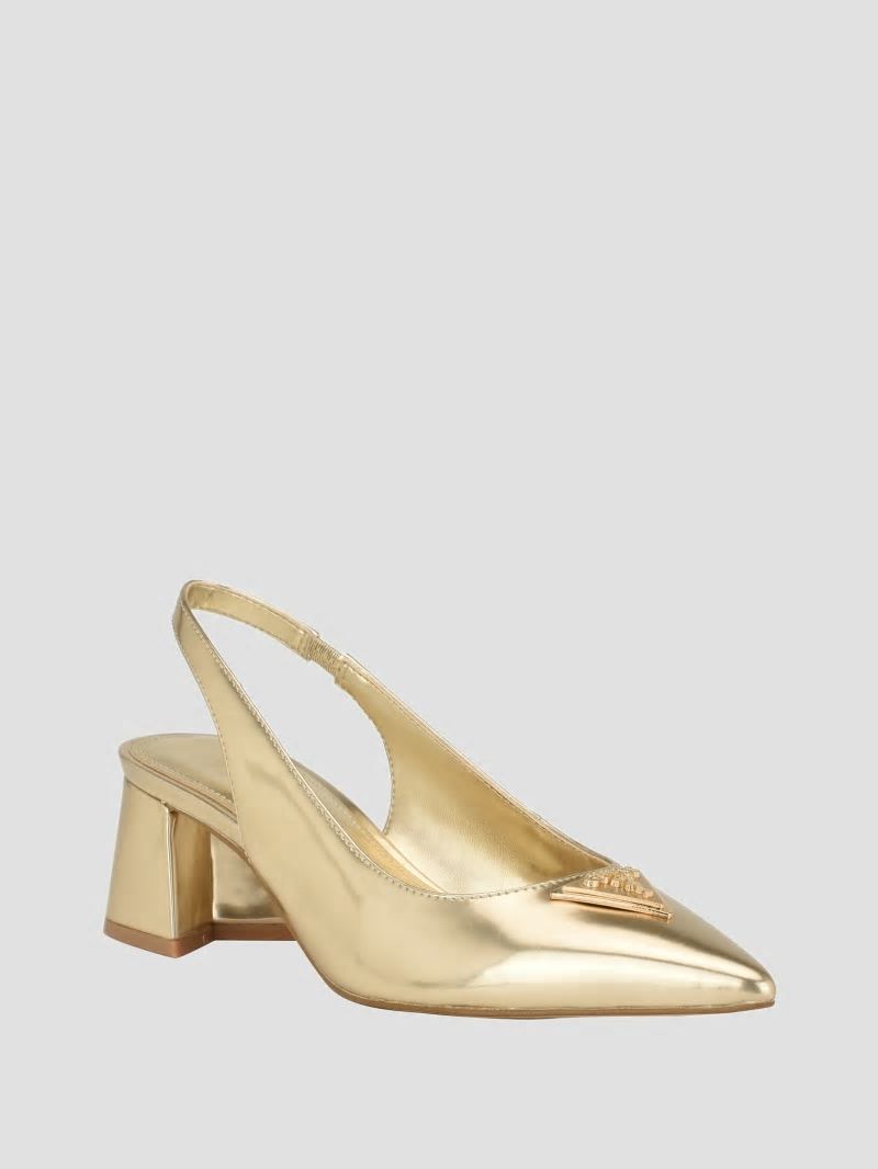 Guess Zanda Slingback Block Heels - Gold