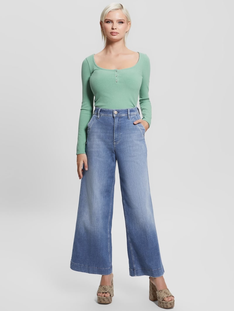 Guess Dakota Cropped Wide-Leg Jeans - Genial